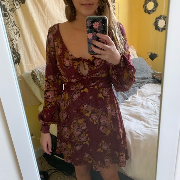 Free people long sleeve purple floral dress - Picture 5 of 5